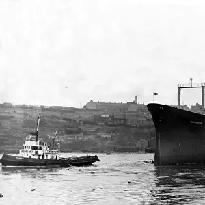 The tanker Esso Exeter after being launched from a North East shipyard