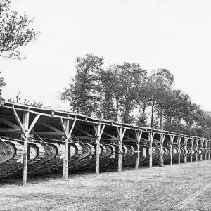 Tanks in their stables following their performance at the Battle of Hamel