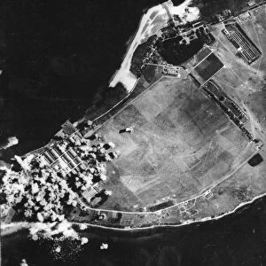 One of several targets pounded by U.s Eighth Air Force Flying Fortresses in Warnemunde