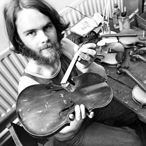 Tarquin Bolton at the Sunderland Violin Hospital in July 1980 set up to repair damaged