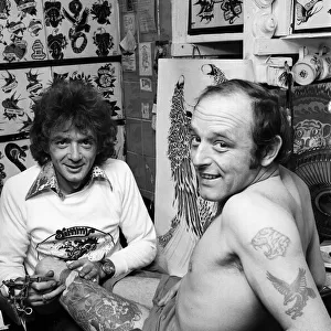 Tattooist Jimmy Gould has bought the skin of his client, Brian Cowell. September 1979