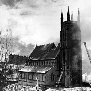 Teams of firemen fighting to save St Godrics Roman Catholic Church in Durham City