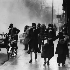 Tear gas exercise held in Brighton, during which police Tear gas exercise held in Brighton, during which police