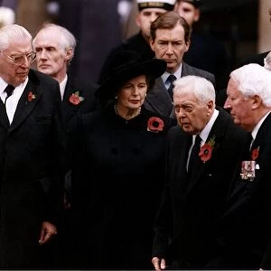 Ted Heath and Margaret Thatcher former Prime Minister attend remembrance Sunday ceremony