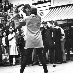 Print of Teddy Boys and Girls Dancing in North East Britain Streets, 1977 Print of Teddy Boys and Girls Dancing in North East Britain Streets, 1977