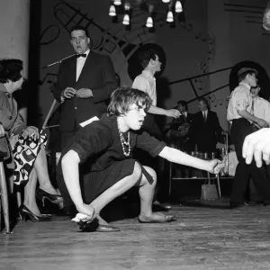 "Print of Teenagers Twisting at Embers Ballroom, Harlow, Essex (1962)" "Print of Teenagers Twisting at Embers Ballroom, Harlow, Essex (1962)"