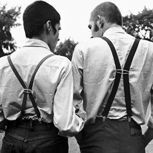 Teenagers skinheads fashion braces, October 1969