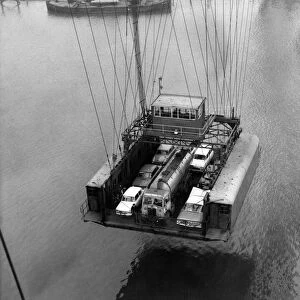 The Tees Transporter Bridge in action, Middlesbrough, 18th November 1962