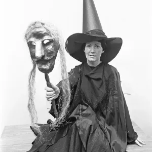 A woman in a witch's costume sits for a 1975 Teesside Gazette print A woman in a witch's costume sits for a 1975 Teesside Gazette print