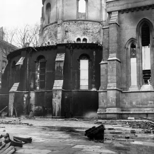 Temple Church, London, damaged by German incendiary bombs. 10th May 1941 Temple Church, London, damaged by German incendiary bombs. 10th May 1941