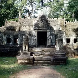 Temple of Prah Khan near Angkor Wat in Kampuchea Cambodia ruins in the forest