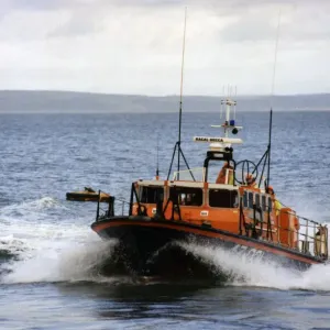 Tenby lifeboat in operation, 1st January 1990 Tenby lifeboat in operation, 1st January 1990