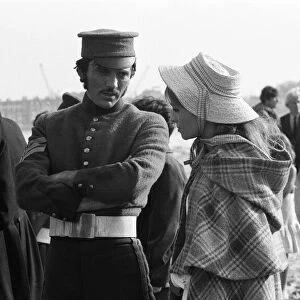 Terence Stamp and Julie Christie on the set of "Far from the Madding Crowd"