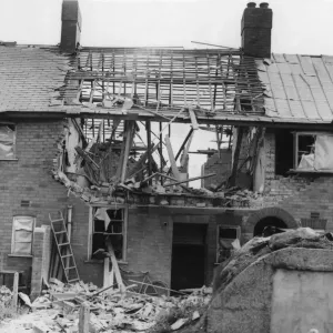 A terrace house in Stoneferry, Hull bares the scars of bomb damage following an overnight