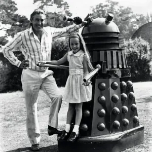 Terry Nation with Daughter and Dalek Print 1975 Terry Nation with Daughter and Dalek Print 1975