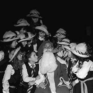 Terry Thomas 1957 as Father Christmas with girls from St Trinians Gap toothed