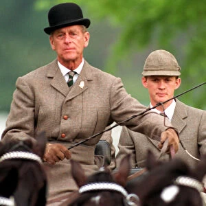 Th Duke of Edinburgh. Prince Philip carriage driving at the Windsor horse show. May 1991
