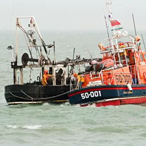 The Thames Class Dover Lifeboat coming to the assistance of the fishing vessel