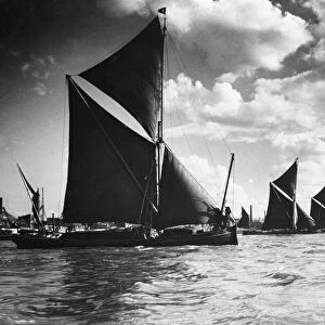 Thames Sailing barge seen here near Wapping on the Thames. August 1930 OP43C