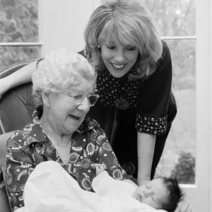 Print of Esther Rantzen with her month-old baby Emily