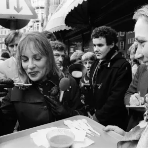 Thats Life'television star Esther Rantzen pictured asking passers-by to