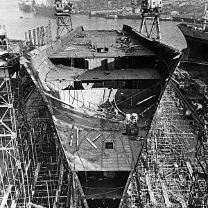 The the luxury liner Vistafjord under construction at the Neptune Yard of Swan Hunter
