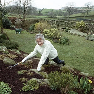 Thelma Barlow, Mavis in Coronation Street, gardening at home Settle, North Yorkshire
