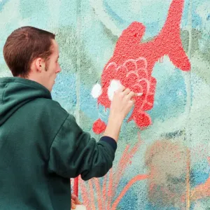 Thornaby Community Centre, youngsters hard at work painting