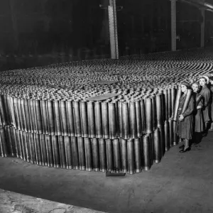 3.7 Inch Anti Aircraft Shell Cases Print, England 1941 3.7 Inch Anti Aircraft Shell Cases Print, England 1941