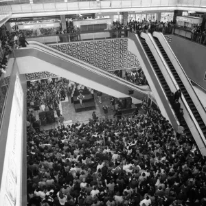 Thousands of young pop fans gather at the Bull Ring Shopping Centre for pop singer Thousands of young pop fans gather at the Bull Ring Shopping Centre for pop singer