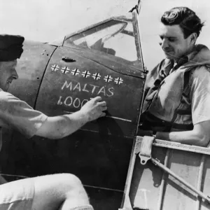 Print of a Spitfire aircraft with chalk markings Print of a Spitfire aircraft with chalk markings