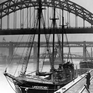 The three-masted German Schooner sailing ship Landkirchen at Newcastle Quayside