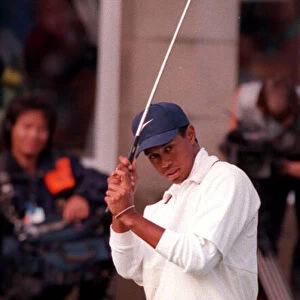 Tiger Woods at the Open Golf Championship Troon July 1997 after his birdie on the 18th