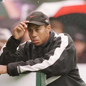 Tiger Woods USA golfer look glum at Wentworth October 1998 during a practice round for