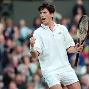 Tim Henman of Great Britain in action during his Fourth Round Match of the Mens Singles Tim Henman of Great Britain in action during his Fourth Round Match of the Mens Singles
