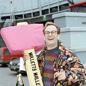 Timmy Mallett, TV presenter outside TV-am studios on the last day of production of