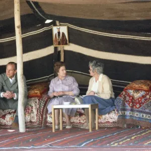 Queen Elizabeth II and Prince Philip in Petra, Jordan Print 1984