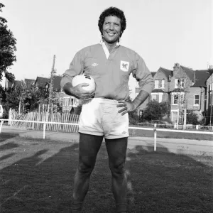 Tom Jones, in full rugby strip, at London Welsh Rugby Club. 5th September 1983