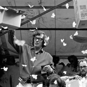 Tom Keylock releasing butterflies at The Rolling Stones on stage at their free concert in Tom Keylock releasing butterflies at The Rolling Stones on stage at their free concert in
