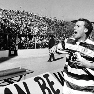 Tommy Burns Celtic football club manager Celebrating with Celtic fans after beating