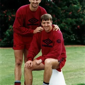 Tony Adams and Matt Le Tissier during a break in training for the England Football Squad