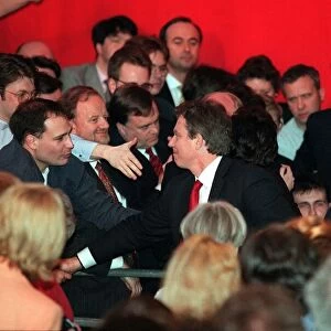 Tony Blair at Festival Hall General Election May 1997 Tony Blair shakes hands with