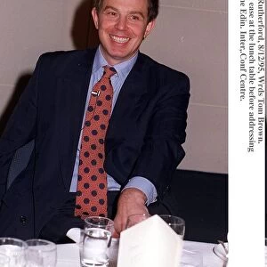 Tony Blair Labour Party Leader at lunch before addressing the CBI in Edinburgh. 1995