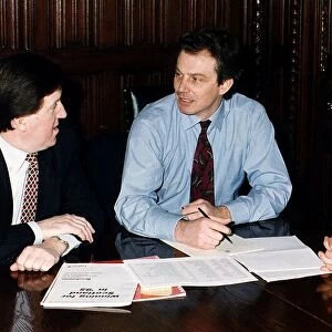 Tony Blair Labour party leader round table with George Robertson and Gordon Brown MPs