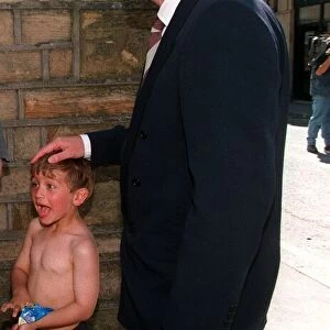 Tony Blair MP getting thirsty whilst working on the campaign trail