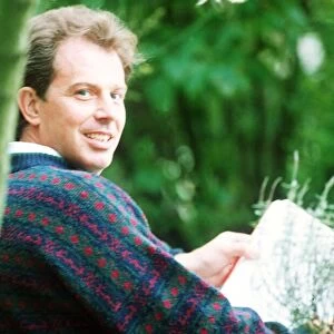 Tony Blair MP relaxes at home 1992