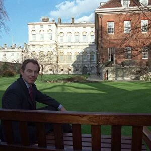 Tony Blair Prime Minister March 1998, in the grounds of 10 Downing Street sitting