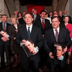 Tony Blair and shadow cabinet launch their manifesto for the general election April 1997