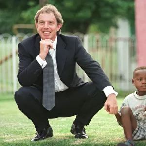 Tony Blair Visits South Africa 1999 with children at Johannesburg Hospital - Nazareth