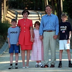 Tony Blair and wife Cherie and family on holiday Italy August 1997 where they are